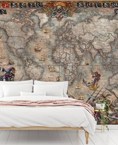 peinture murale sur la carte des pirates