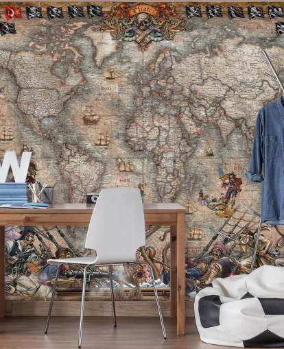 peinture murale sur la carte des pirates