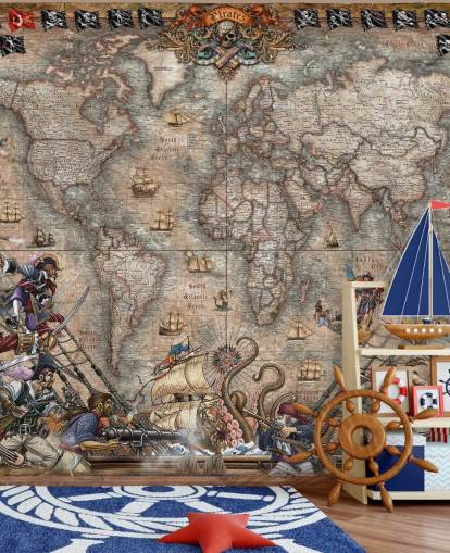 muurschildering met piraten kaart muurschildering met piraten kaart