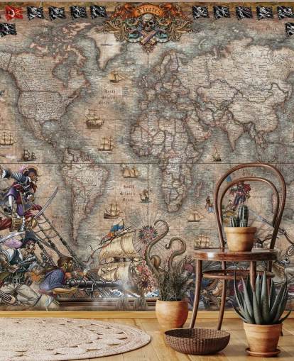 peinture murale sur la carte des pirates