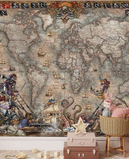 peinture murale sur la carte des pirates