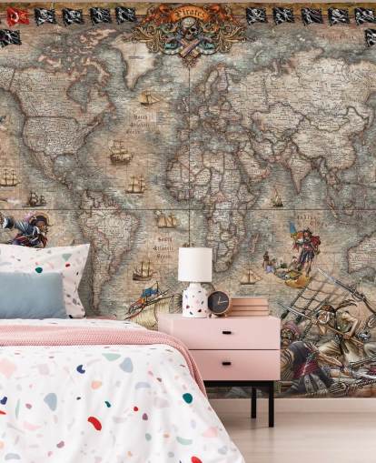 peinture murale sur la carte des pirates