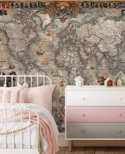 pirater karta väggmålning