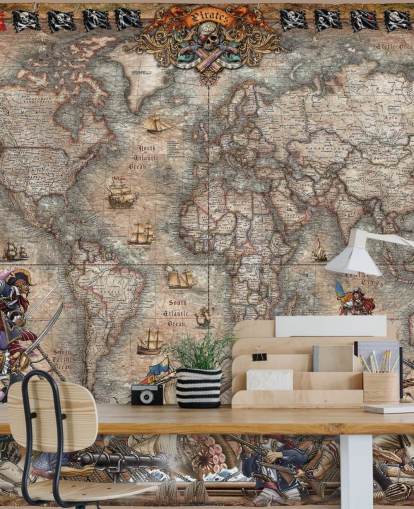 mural con mapa de piratas