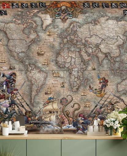 mural con mapa de piratas