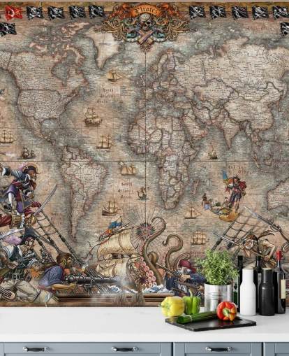 pirates map mural