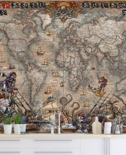 mural con mapa de piratas