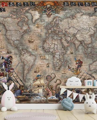 murale con mappa dei pirati