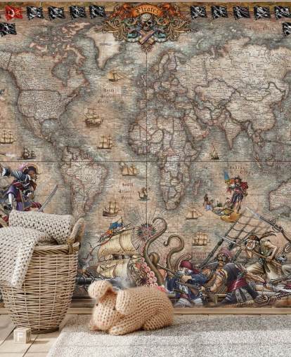 murale con mappa dei pirati
