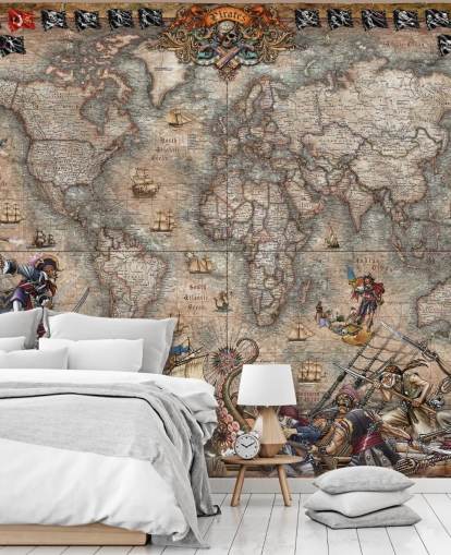 peinture murale sur la carte des pirates