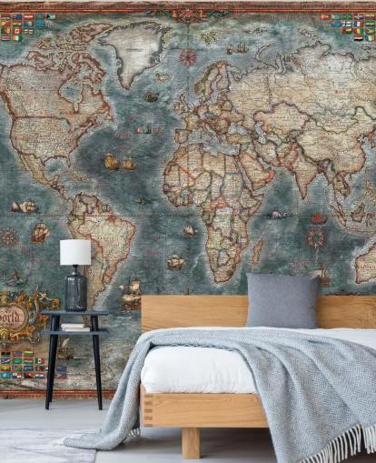 old style map mural