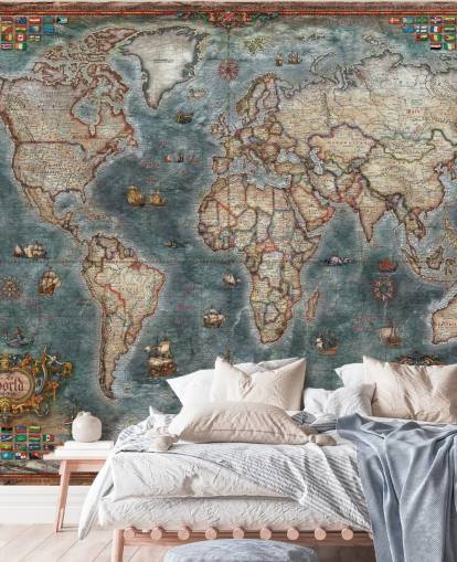 mural de mapa de estilo antiguo