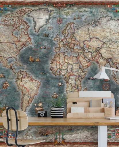 mural de mapa de estilo antiguo mural de mapa de estilo antiguo