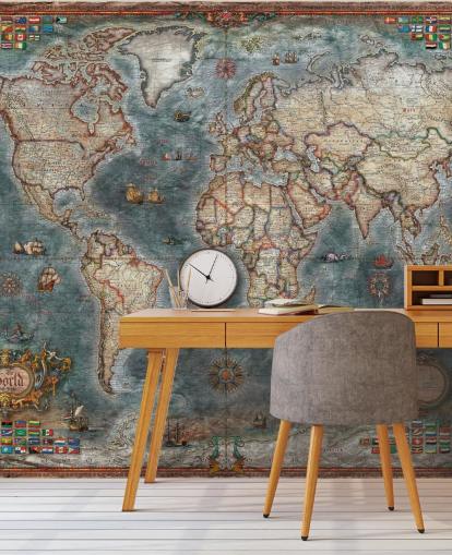 muurschildering in oude stijl op de kaart