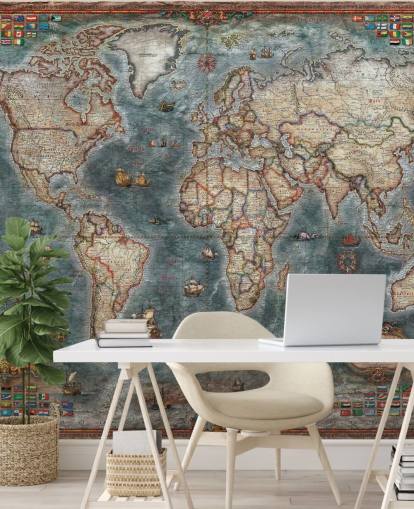 mural de mapa de estilo antiguo