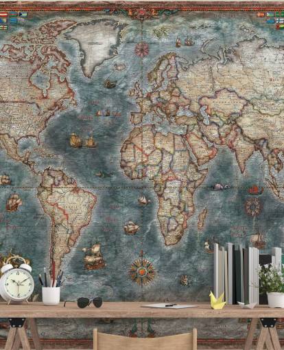 mural de mapa de estilo antigo