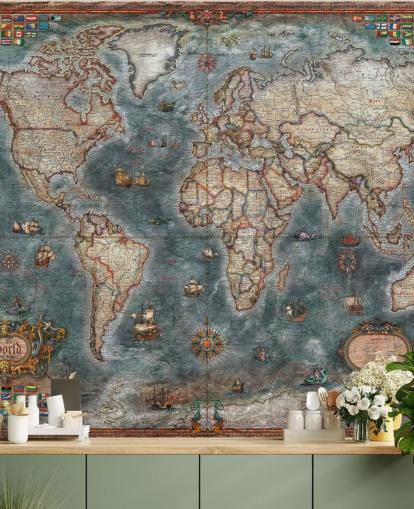 mural de mapa de estilo antiguo