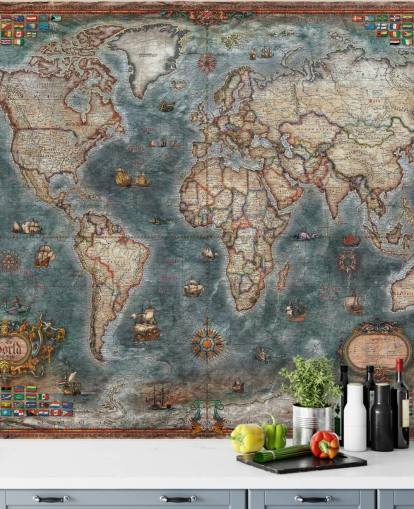 muurschildering in oude stijl op de kaart