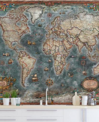mural de mapa de estilo antiguo
