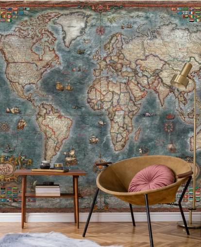 mural de mapa de estilo antigo