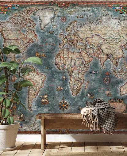 old style map mural old style map mural