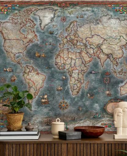 mural de mapa de estilo antiguo
