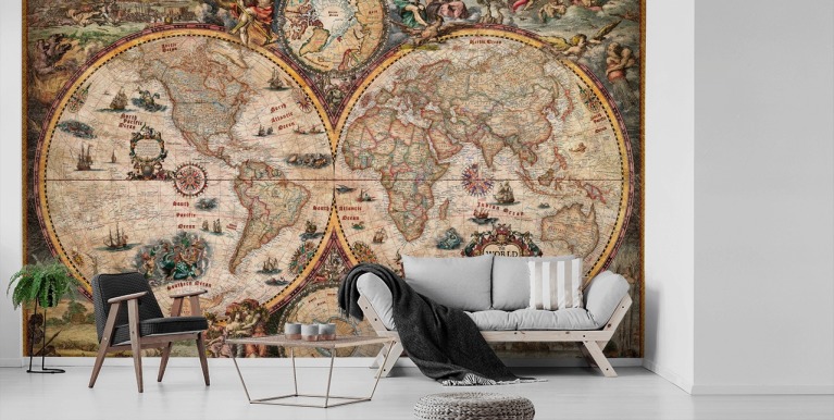 Tapisserie murale Carte du monde ancienne - TenStickers