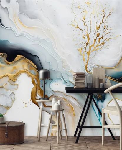 sort, hvid og guld akvarel tapet vægmaleri kaldet White and Gold Ink til badeværelser, køkkener og stuer sort, hvid og guld akvarel tapet vægmaleri kaldet White and Gold Ink til badeværelser, køkkener og stuer