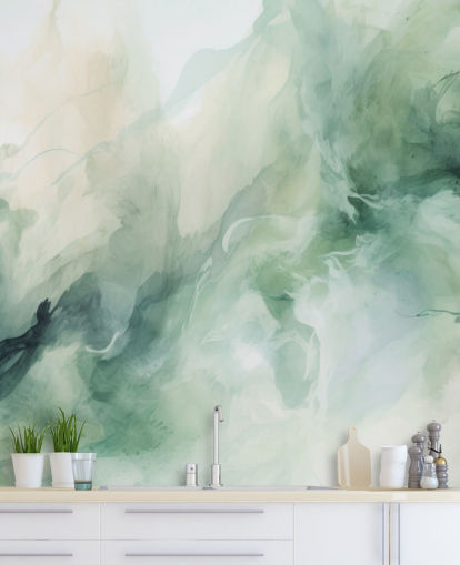 mural de papel pintado en acuarela con humo de salvia líquida