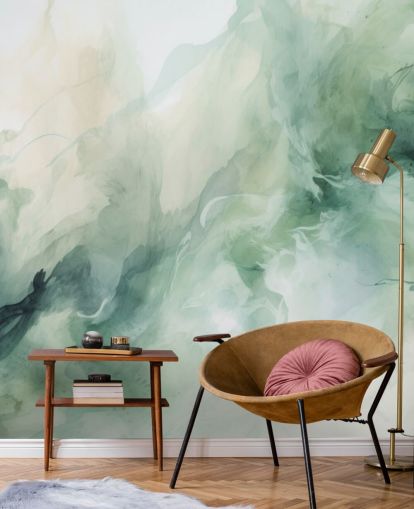 Liquid sage smoke watercolor wallpaper mural Liquid sage smoke watercolor wallpaper mural