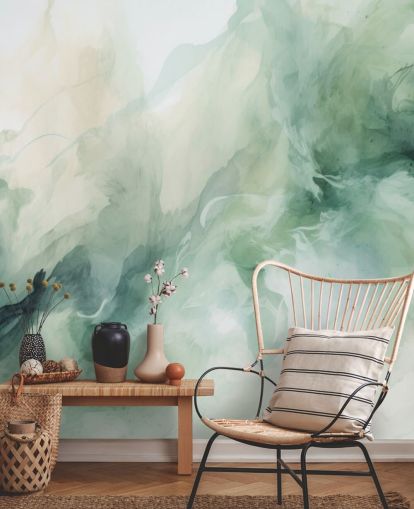 Papier peint aquarelle Liquid Sage Smoke