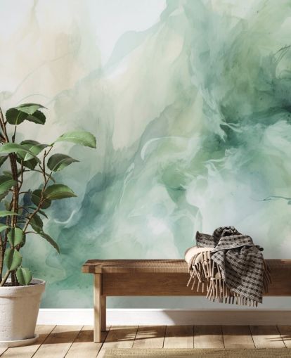 mural de papel pintado en acuarela con humo de salvia líquida