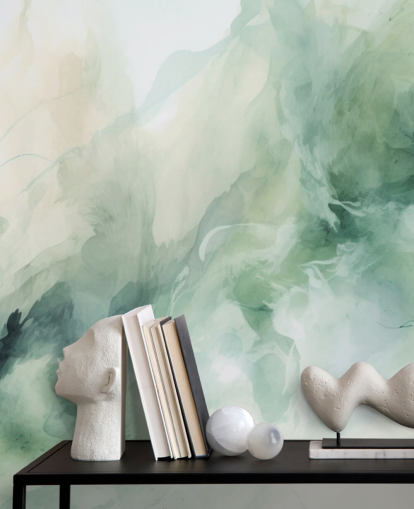 mural de papel pintado en acuarela con humo de salvia líquida