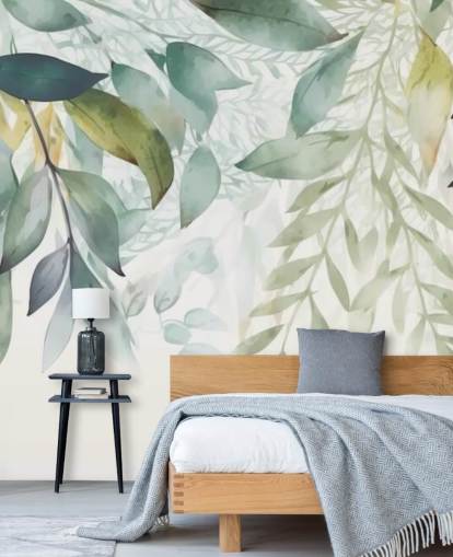 Hanging Leaves Painting wallpaper mural