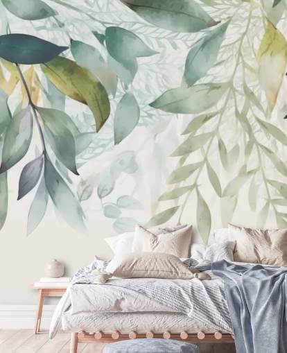 Hanging Leaves Painting wallpaper mural