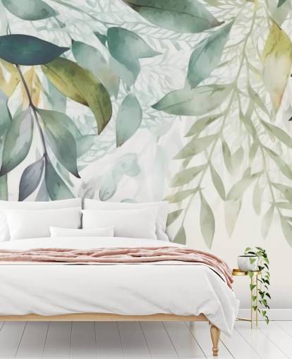 Mural de papel de parede Hanging Leaves Painting