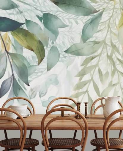 Hanging Leaves Painting wallpaper mural