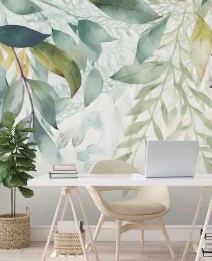 Hanging Leaves Painting wallpaper mural