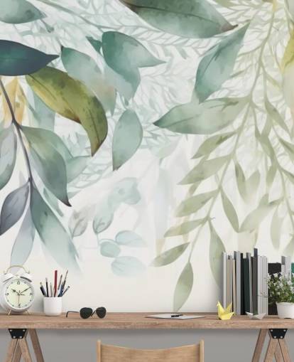 Hanging Leaves Painting wallpaper mural