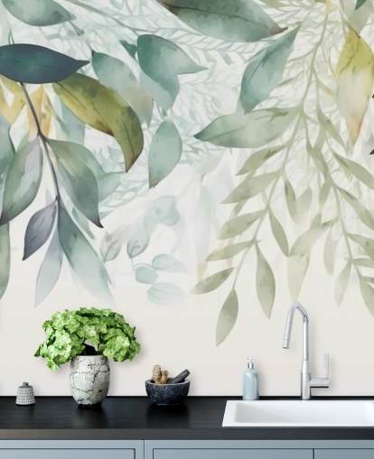 Papier peint mural Hanging Leaves Painting