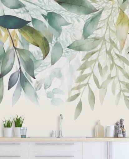 Carta da parati murale Hanging Leaves Painting