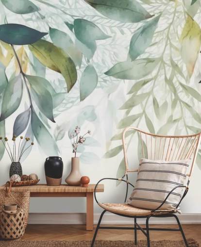 Mural de papel de parede Hanging Leaves Painting
