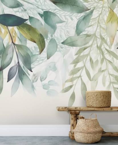 Hanging Leaves Painting wallpaper mural