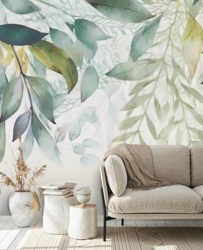 Hanging Leaves Painting wallpaper mural