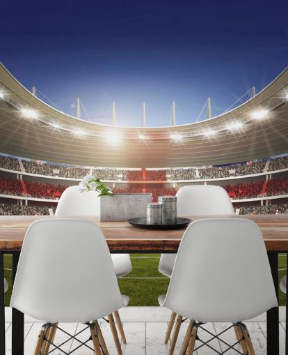 Muurschildering van het voetbalstadion met de vlag van Engeland Muurschildering van het voetbalstadion met de vlag van Engeland