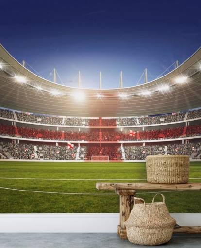 Decorazione murale con lo stadio di calcio con la bandiera dell'Inghilterra