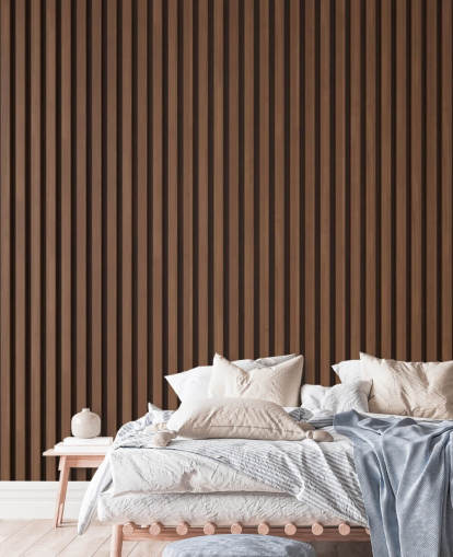 papel pintado de listones de madera con efecto roble