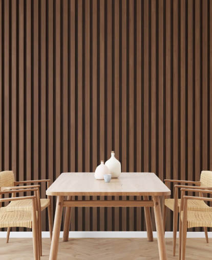 papel pintado de listones de madera con efecto roble