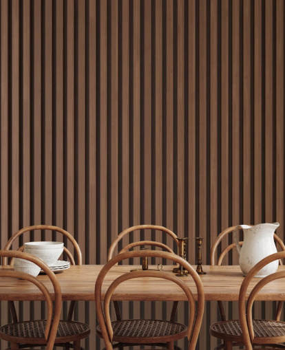 papel pintado de listones de madera con efecto roble