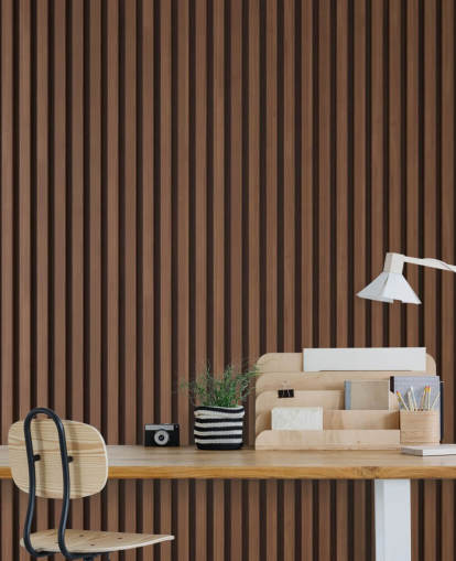 papel pintado de listones de madera con efecto roble